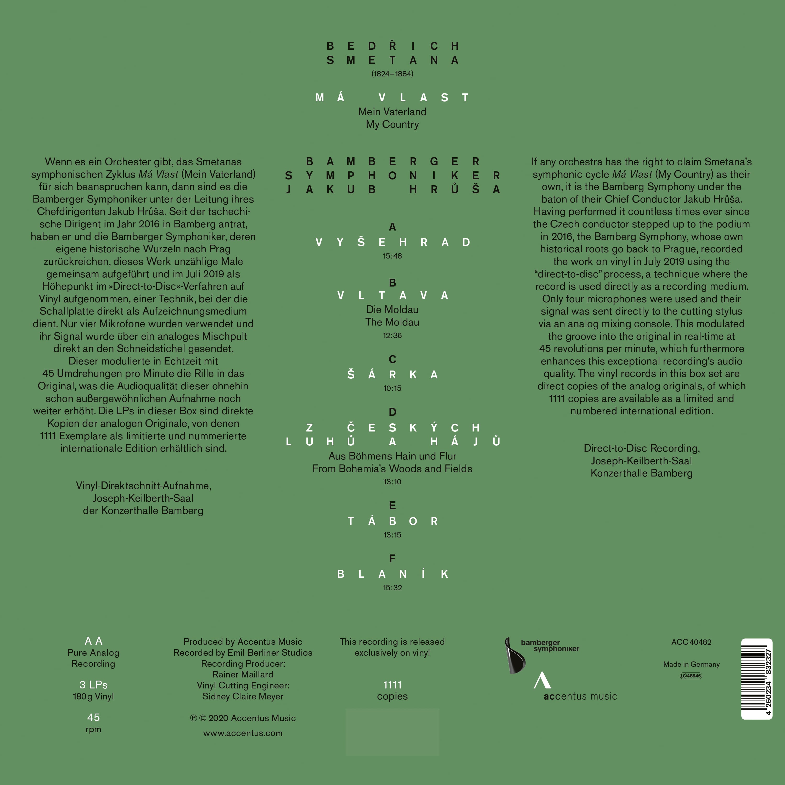 Bedřich Smetana: Má vlast
Direct-to-disc recording - Back Cover