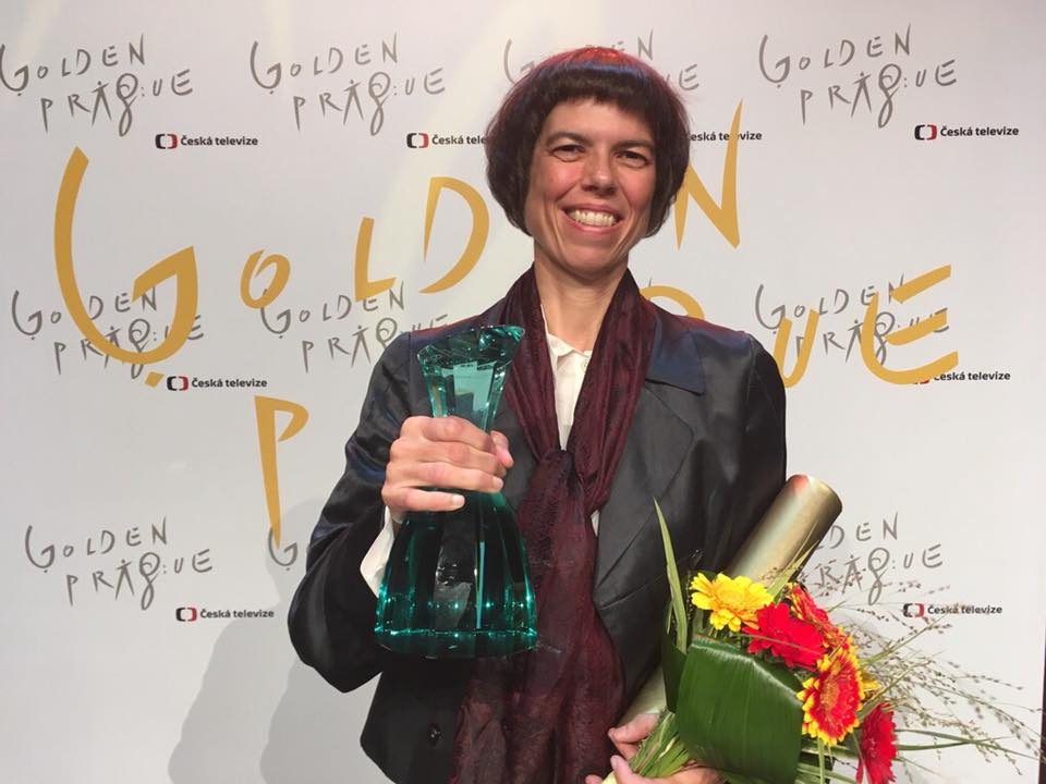 Director Anne-Kathrin Peitz after the prize-winning ceremony at the International Television Festival Golden Prague. 